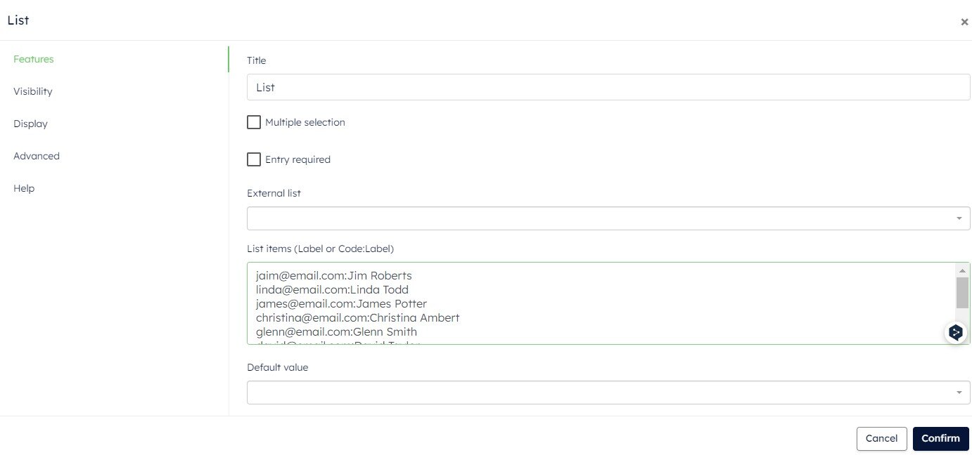 list with code