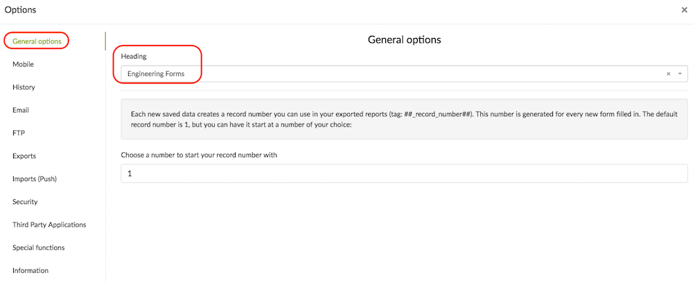 Form headings