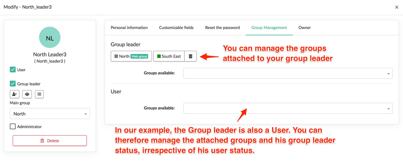 Group management tab in Kizeo Forms