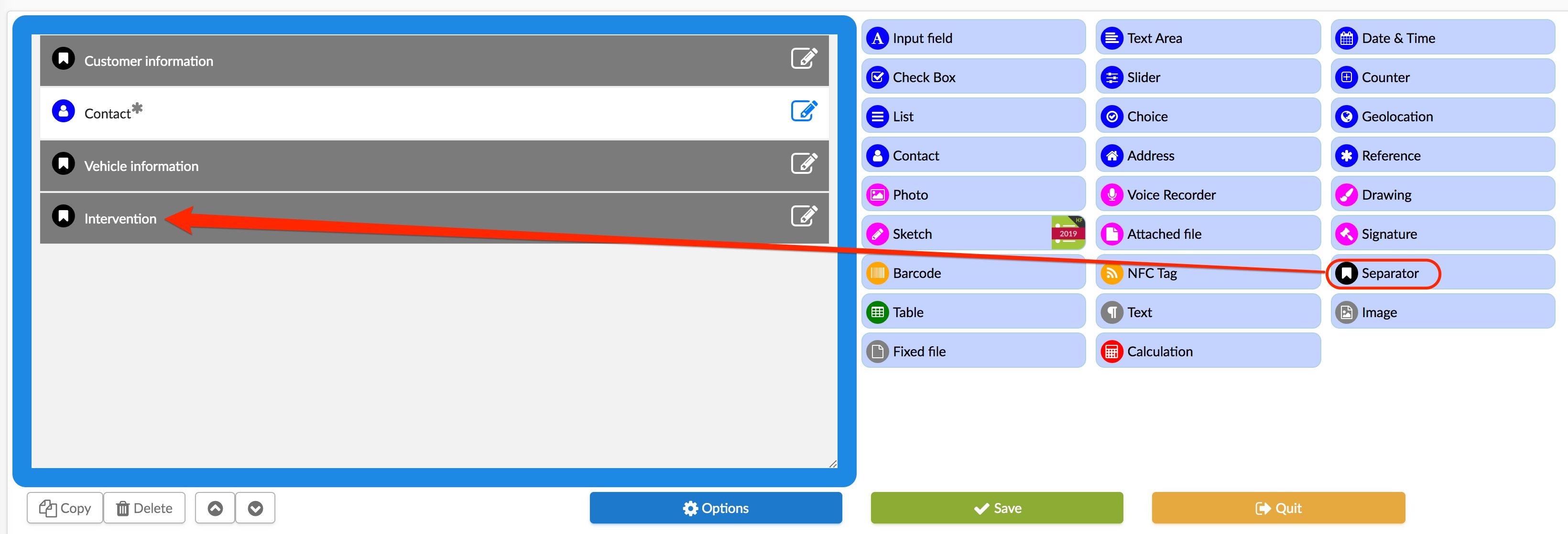 Seperator kizeo forms