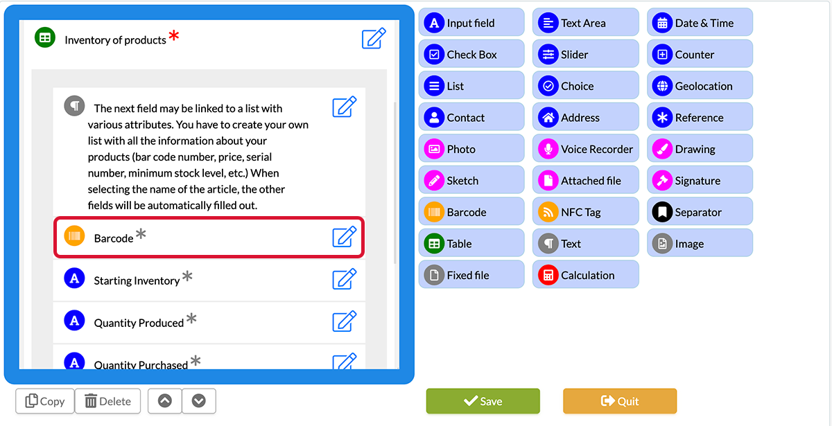 Insert a Barcode component in your form.