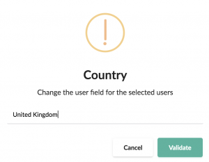 change the user field for the selected users