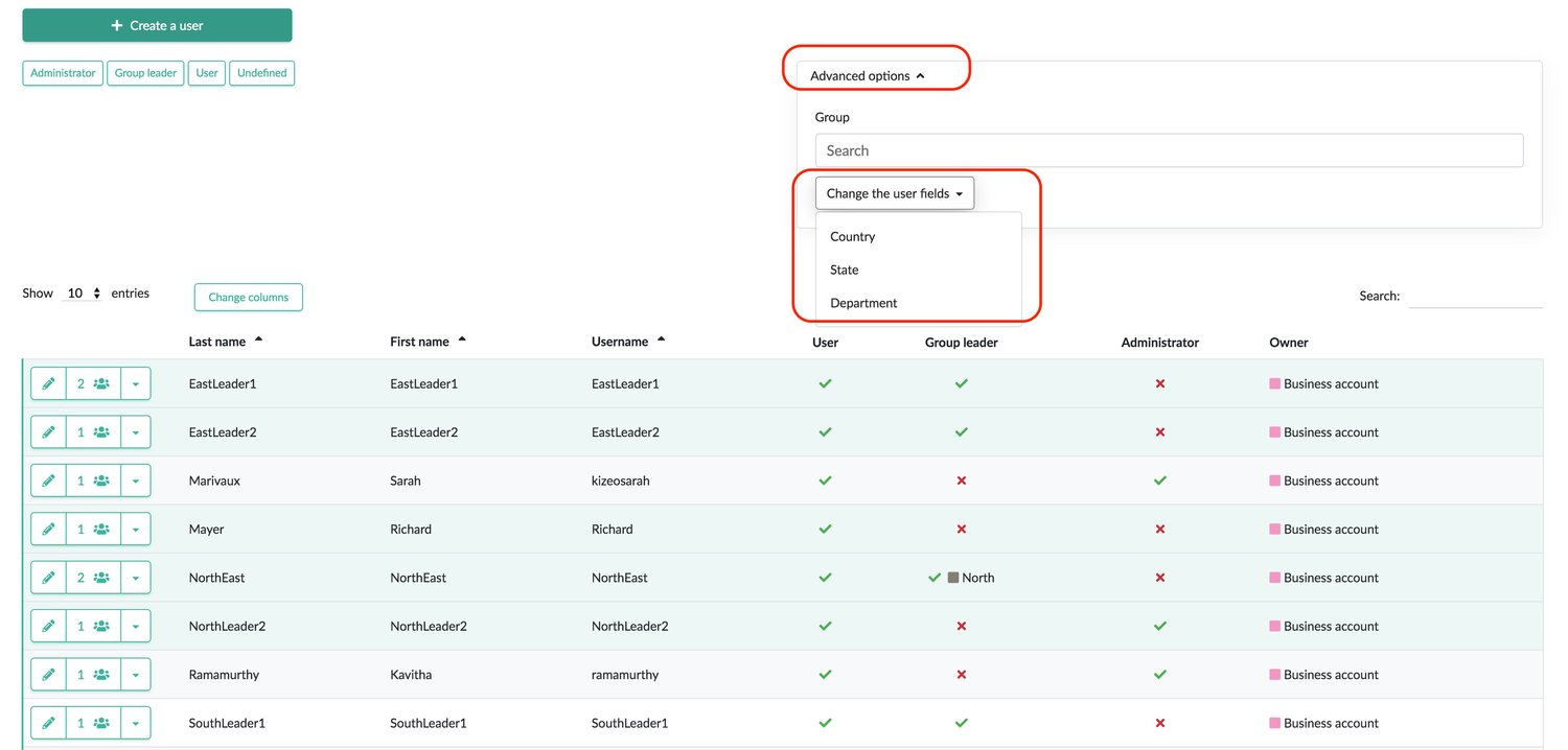 change the user fields