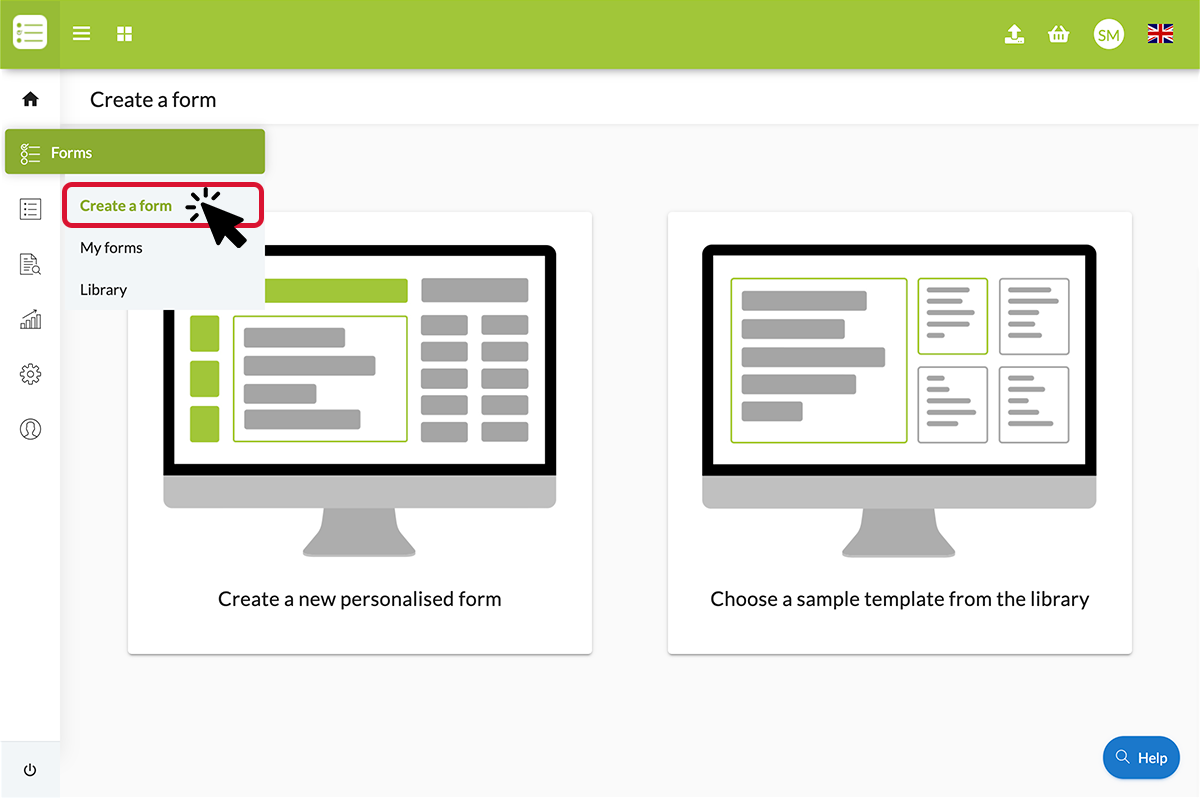 Create a form under forms menu