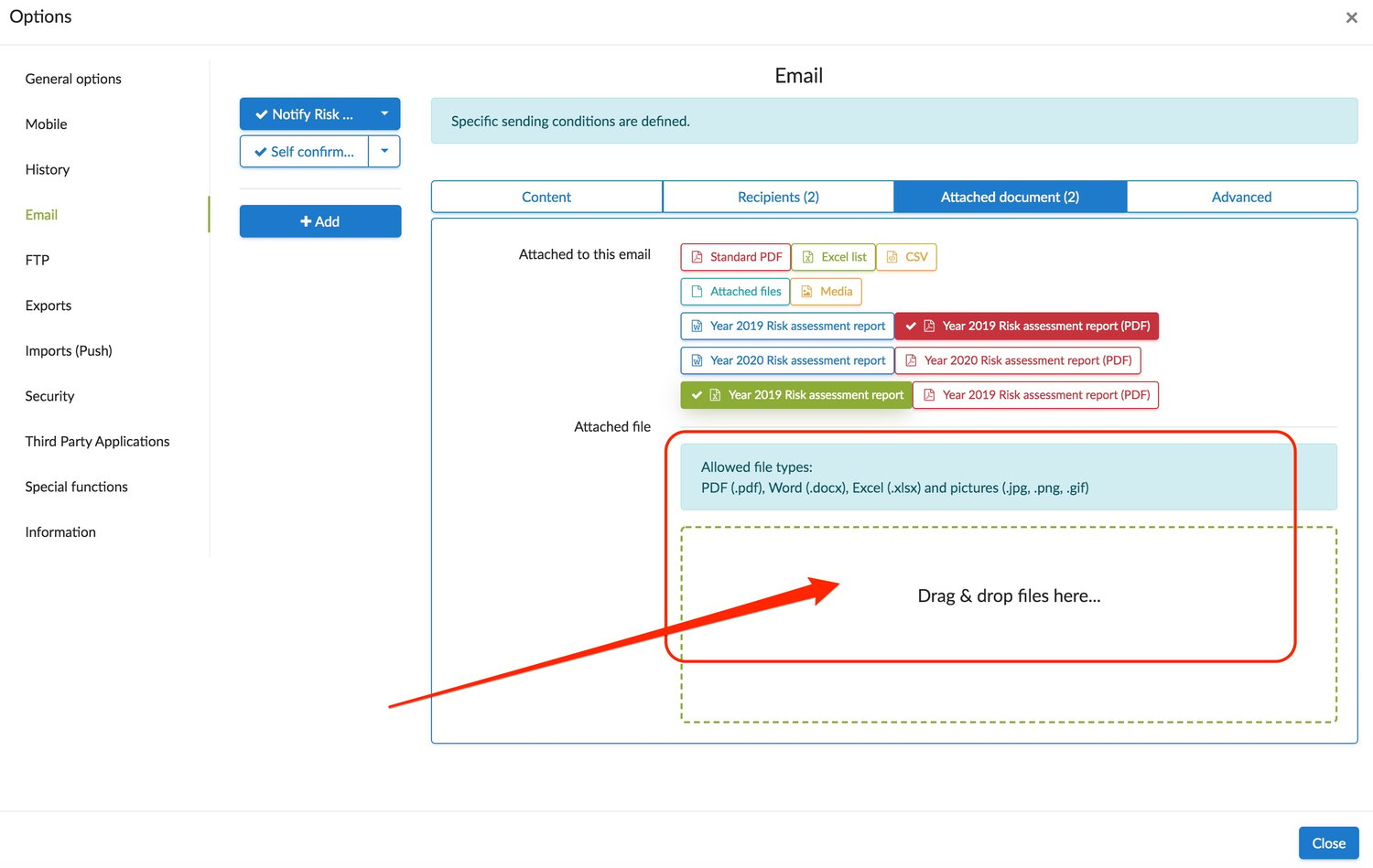 drag and drop email attachments