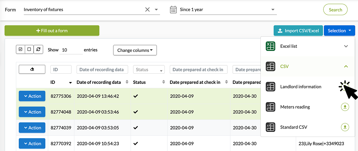 Exporting your data the CSV format
