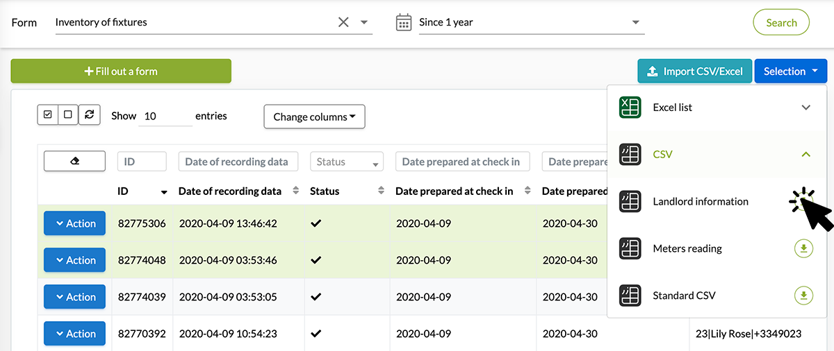 Export your data from the ‘History’ tab