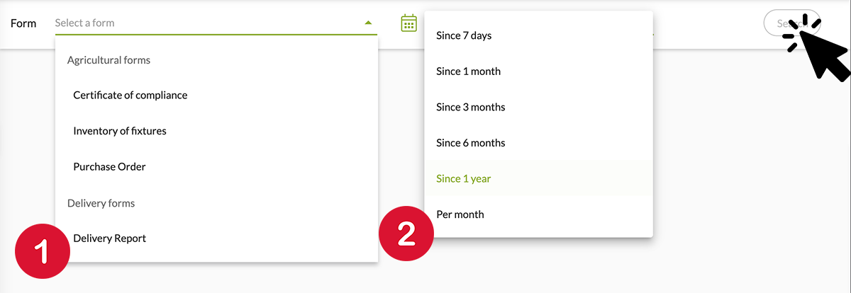 Select the form on which you wish to work and the time period