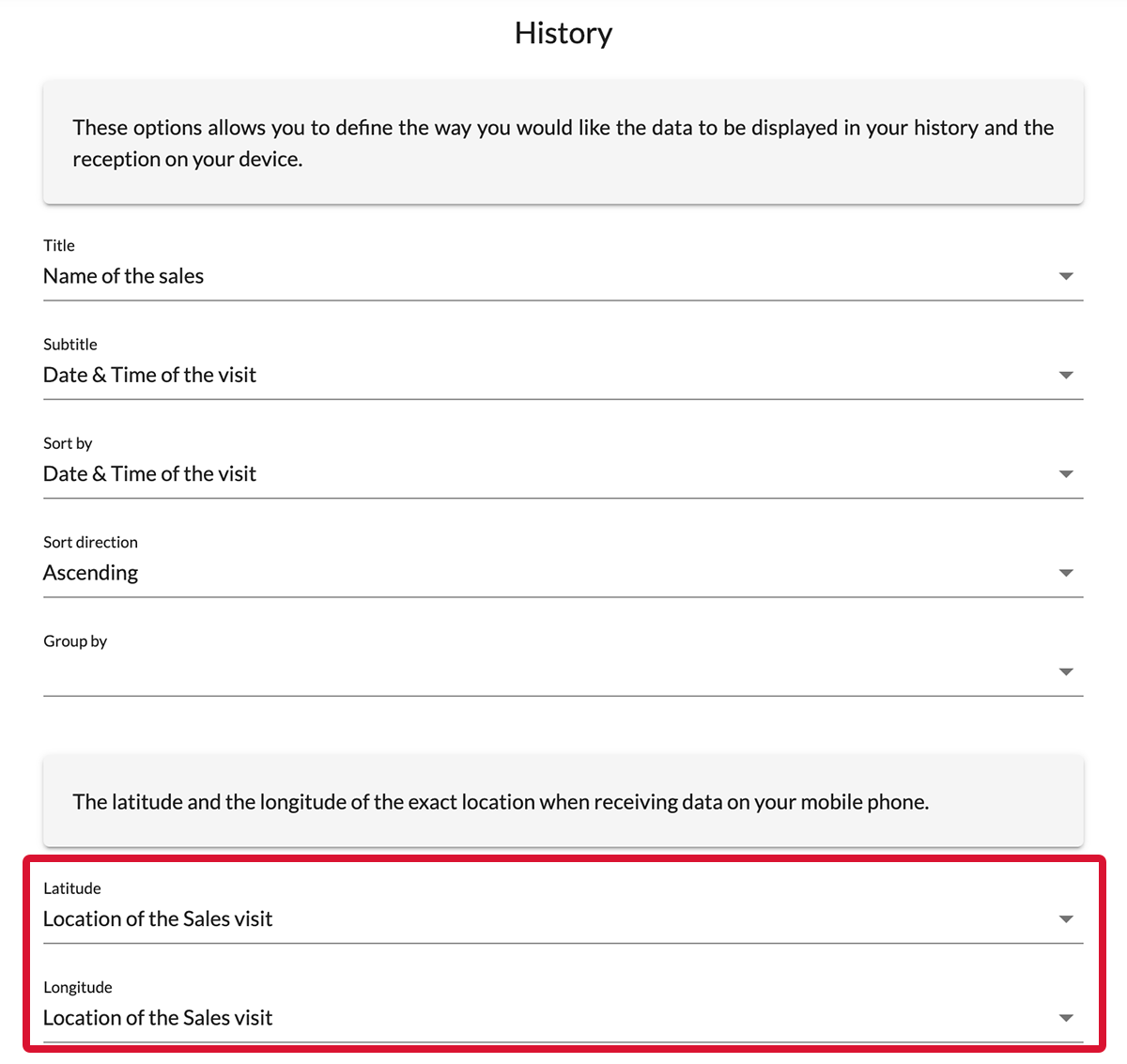 Go to the forms option, history tab.
