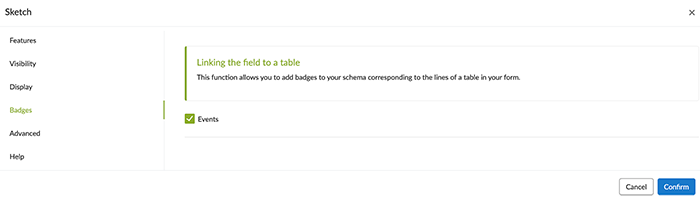 From the Badge tab, link your Sketch element to your Incidents table.
