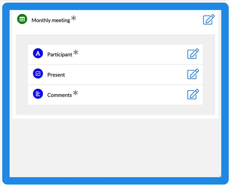 Table element in Kizeo Forms