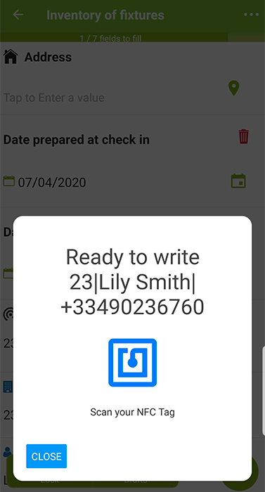 This new data will be written to our NFC tag before saving