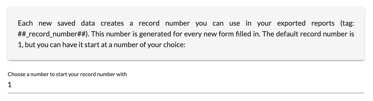 Choose a number to start your record number with