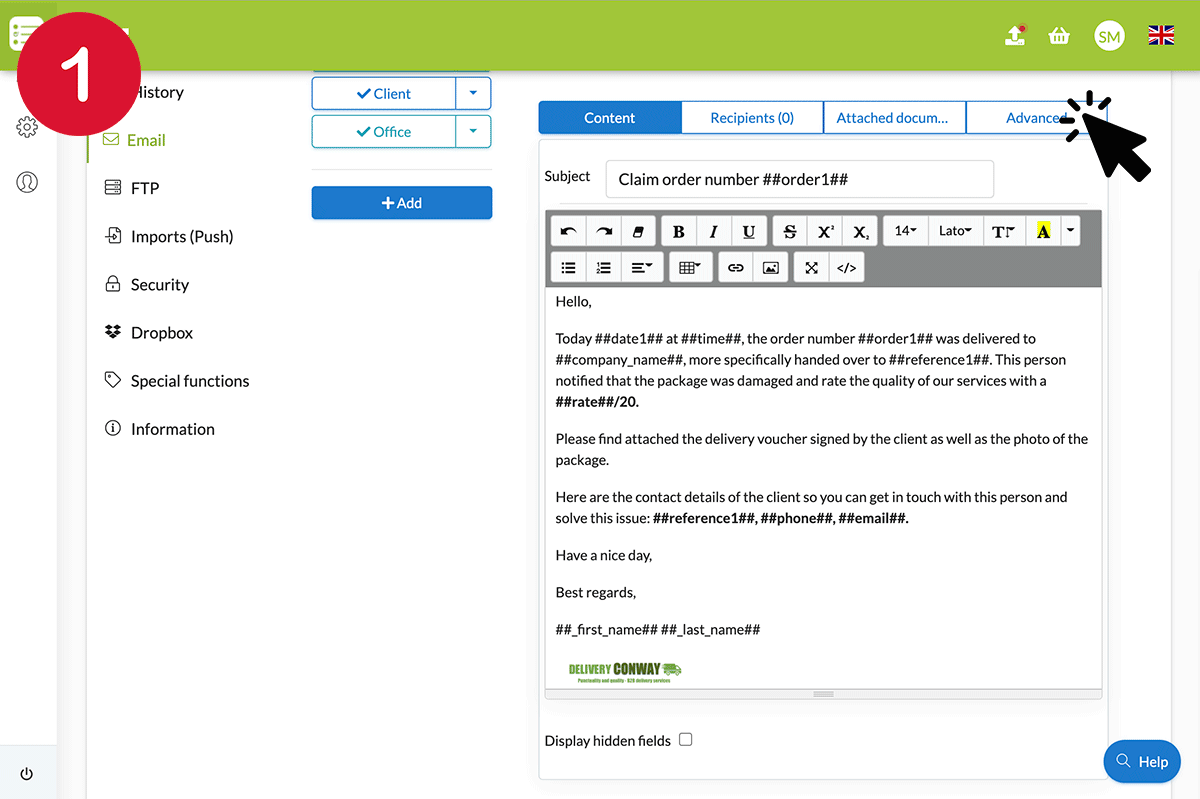 Add an email scenario according to checkbox
