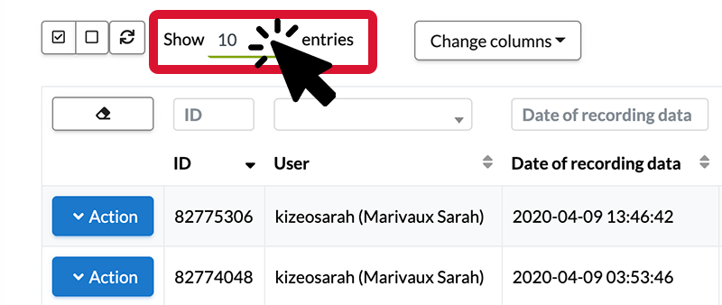 Select the number of entries to display.