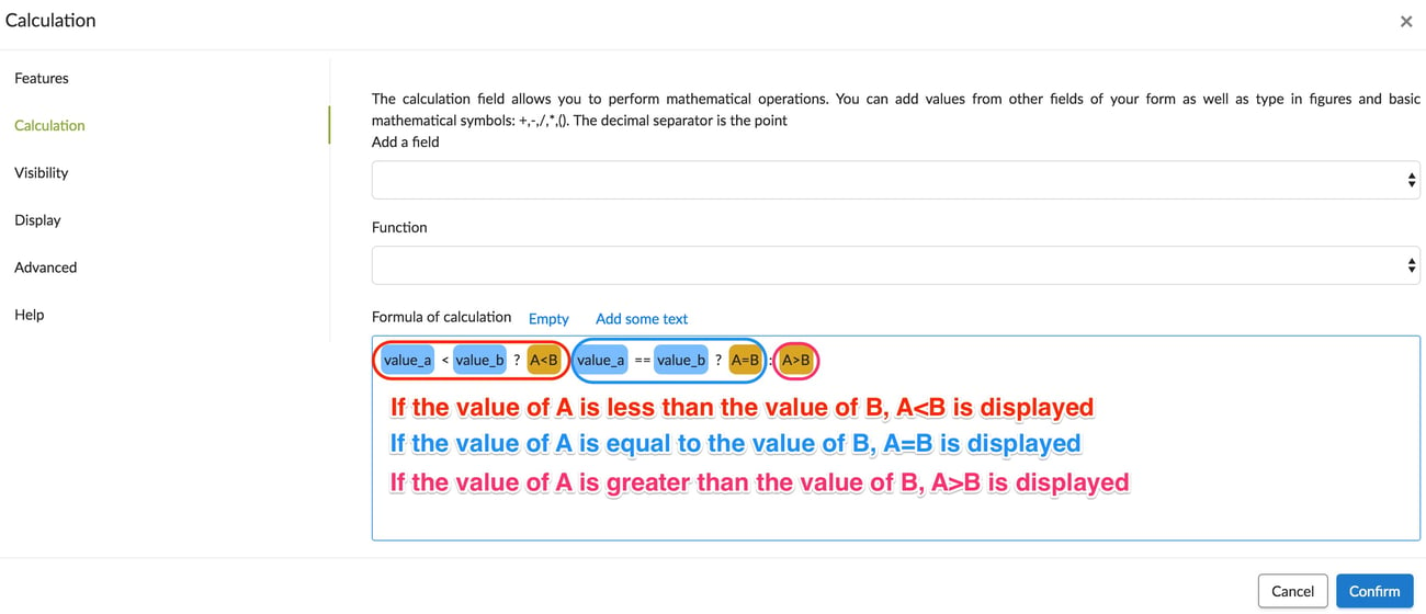 value equal to greater than or lesser than