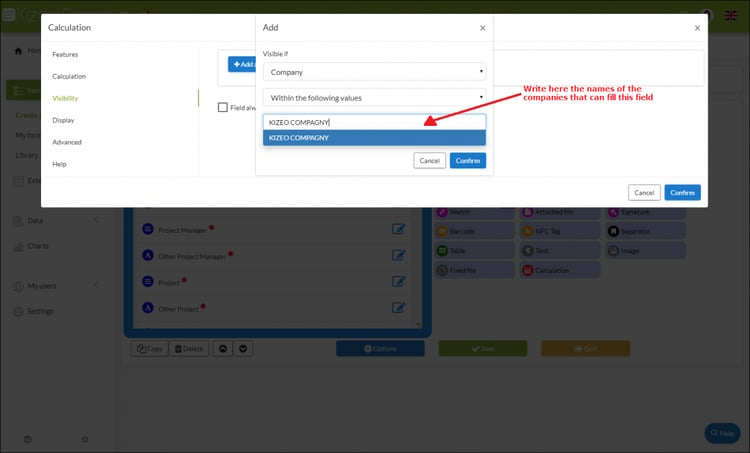 visibility conditions with the custom user fields setting