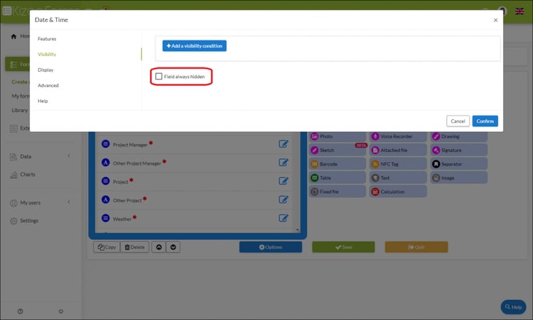 Kizeo Forms Visibility field always hidden